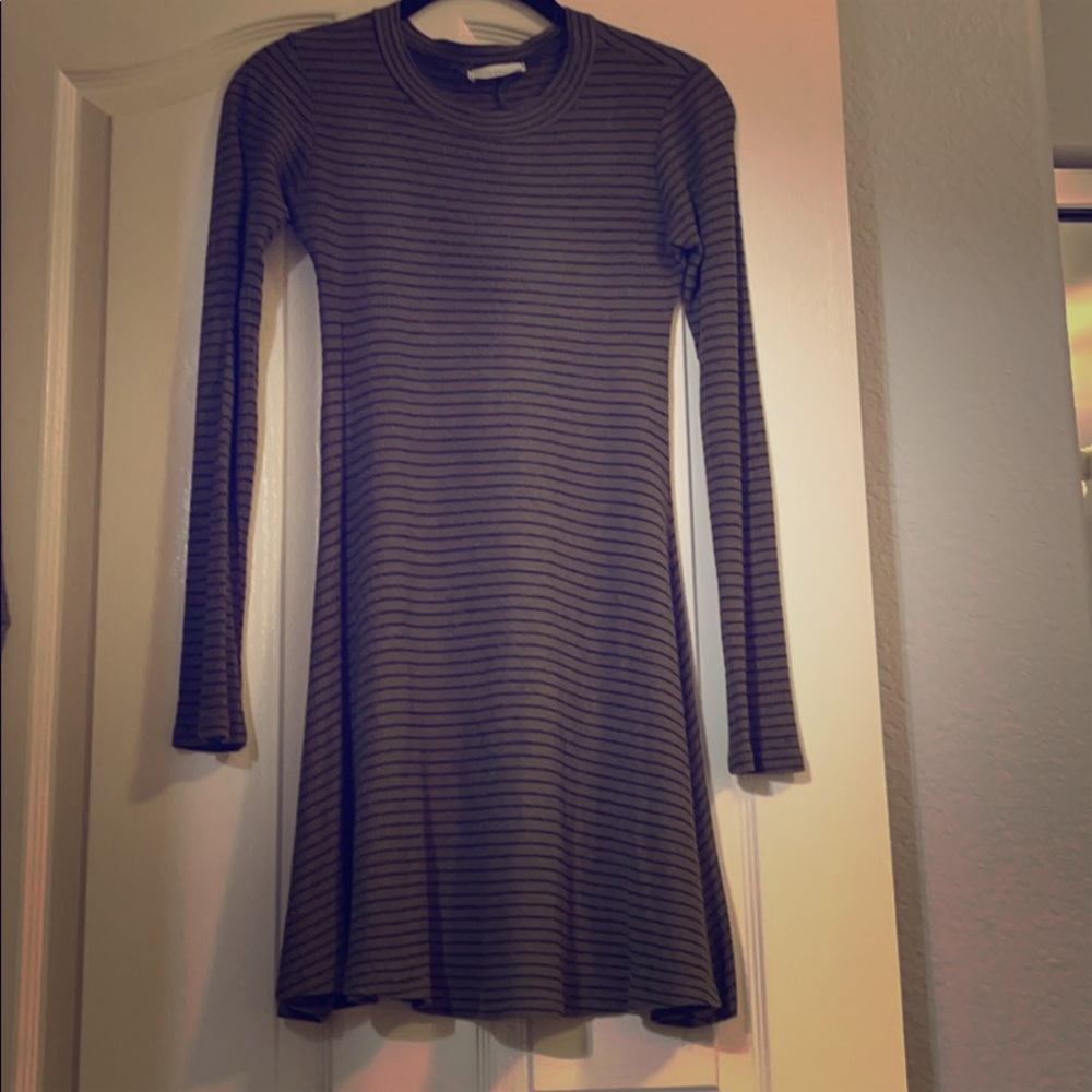 Army Green and Black Stripe Dress
